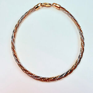 10K Solid Bi-Color Gold Petite 2.5mm Infinity Twist Bracelet Italy